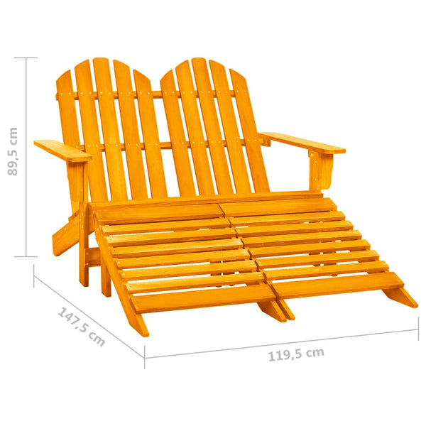 Adirondack-Gartenbank 2-Sitzer mit Fußteil Tannenholz Orange