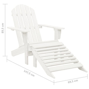 Adirondack-Gartenstuhl mit Fußstütze & Tisch Tannenholz Weiß