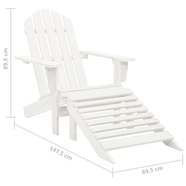 Adirondack-Gartenstuhl mit Fußstütze & Tisch Tannenholz Weiß