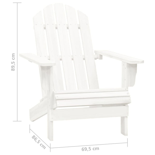 Adirondack-Gartenstuhl mit Fußstütze & Tisch Tannenholz Weiß