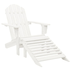 Adirondack-Gartenstuhl mit Fußstütze & Tisch Tannenholz Weiß