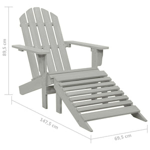 Adirondack-Gartenstuhl mit Fußstütze & Tisch Tannenholz Grau