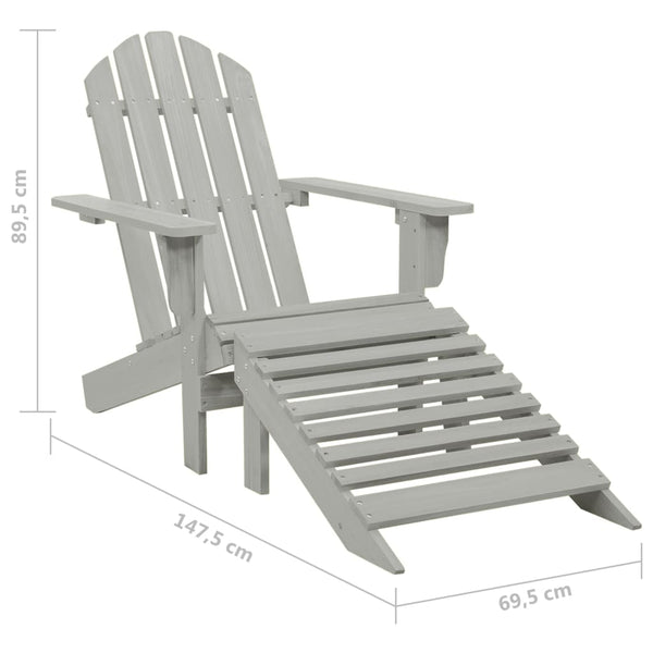 Adirondack-Gartenstuhl mit Fußstütze & Tisch Tannenholz Grau