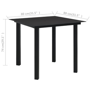 3-tlg. Garten-Essgruppe Schwarz Glas und Stahl