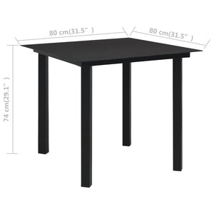 5-tlg. Garten-Essgruppe Schwarz Glas und Stahl