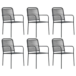 7-tlg. Garten-Essgruppe Schwarz Glas und Stahl