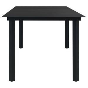 7-tlg. Garten-Essgruppe Schwarz Glas und Stahl