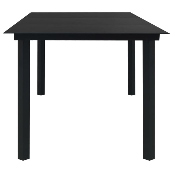 7-tlg. Garten-Essgruppe Schwarz Glas und Stahl