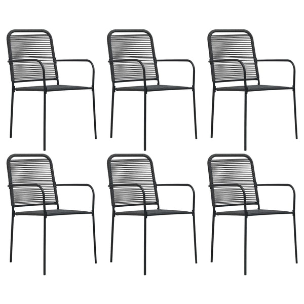7-tlg. Garten-Essgruppe Schwarz Glas und Stahl
