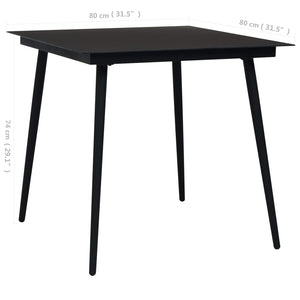 3-tlg. Garten-Essgruppe PVC Rattan Schwarz