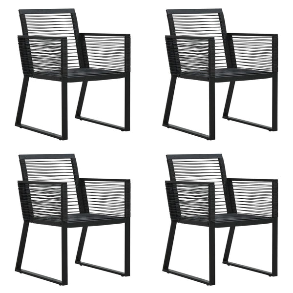 5-tlg. Garten-Essgruppe PVC Rattan Schwarz