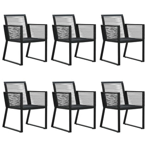 7-tlg. Garten-Essgruppe PVC Rattan Schwarz