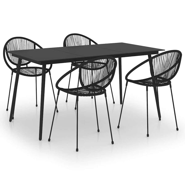 5-tlg. Garten-Essgruppe PVC Rattan Schwarz