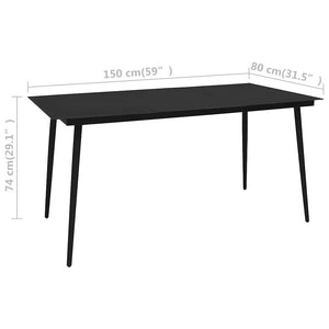 5-tlg. Garten-Essgruppe PVC Rattan Schwarz