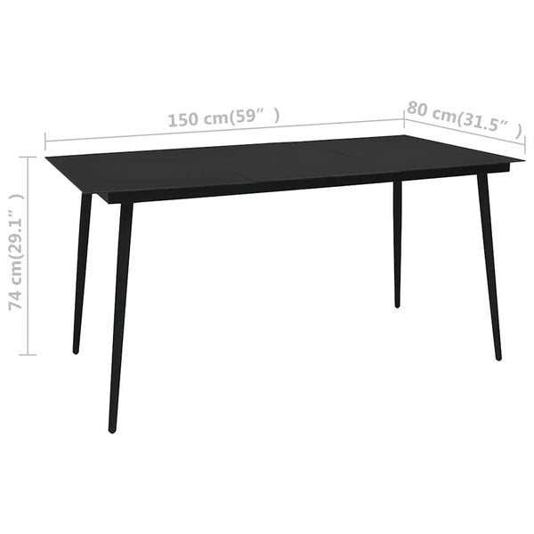 5-tlg. Garten-Essgruppe PVC Rattan Schwarz