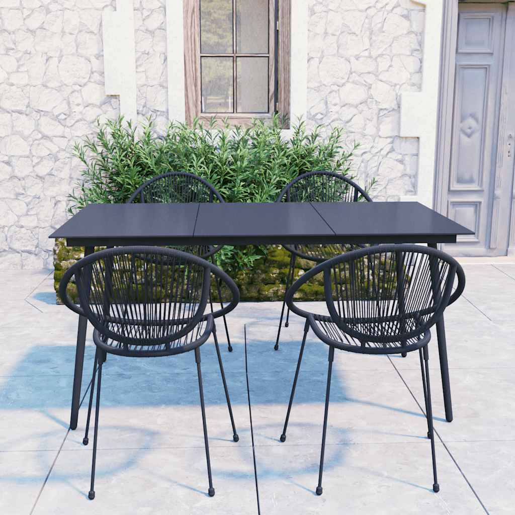5-tlg. Garten-Essgruppe PVC Rattan Schwarz
