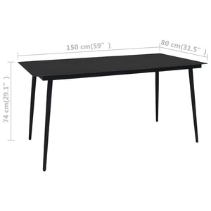 7-tlg. Garten-Essgruppe PVC Rattan Schwarz