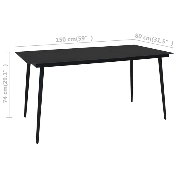 7-tlg. Garten-Essgruppe PVC Rattan Schwarz