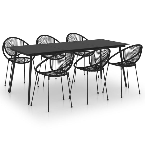 7-tlg. Garten-Essgruppe PVC Rattan Schwarz