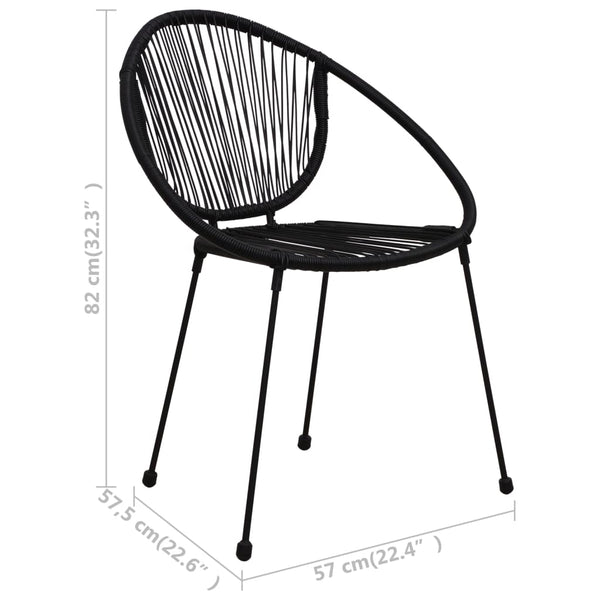 7-tlg. Garten-Essgruppe PVC Rattan Schwarz