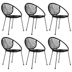 7-tlg. Garten-Essgruppe PVC Rattan Schwarz