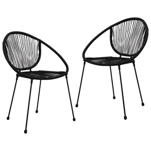3-tlg. Garten-Essgruppe PVC Rattan Schwarz