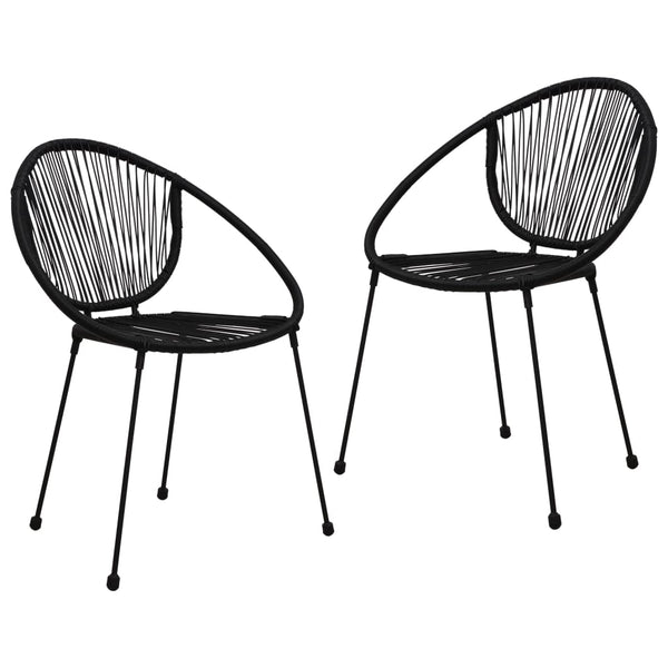 3-tlg. Garten-Essgruppe PVC Rattan Schwarz