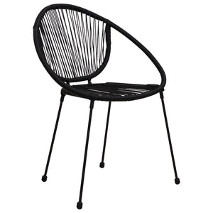 3-tlg. Garten-Essgruppe PVC Rattan Schwarz