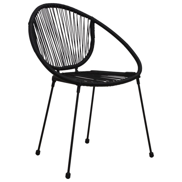 3-tlg. Garten-Essgruppe PVC Rattan Schwarz