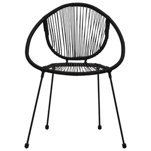 3-tlg. Garten-Essgruppe PVC Rattan Schwarz