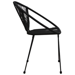 3-tlg. Garten-Essgruppe PVC Rattan Schwarz