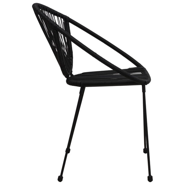 3-tlg. Garten-Essgruppe PVC Rattan Schwarz