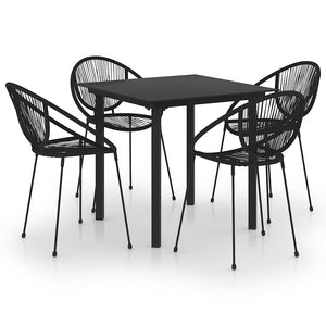 5-tlg. Garten-Essgruppe PVC Rattan Schwarz