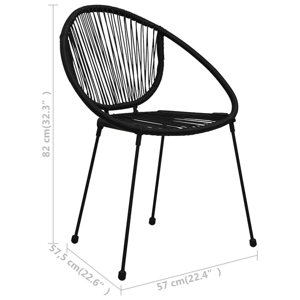 5-tlg. Garten-Essgruppe PVC Rattan Schwarz