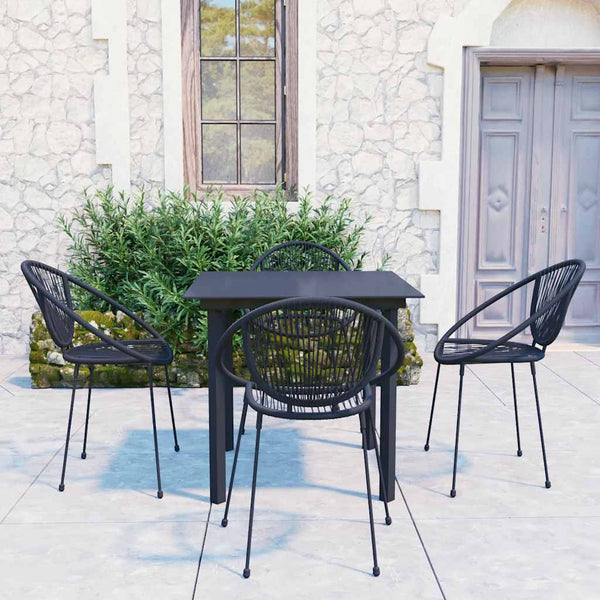 5-tlg. Garten-Essgruppe PVC Rattan Schwarz