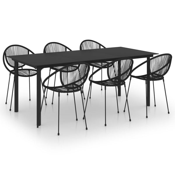 7-tlg. Garten-Essgruppe PVC Rattan Schwarz