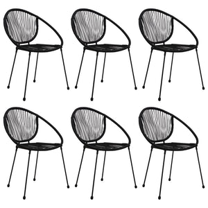 7-tlg. Garten-Essgruppe PVC Rattan Schwarz