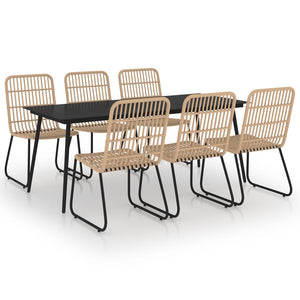 7-tlg. Garten-Essgruppe Poly Rattan und Glas