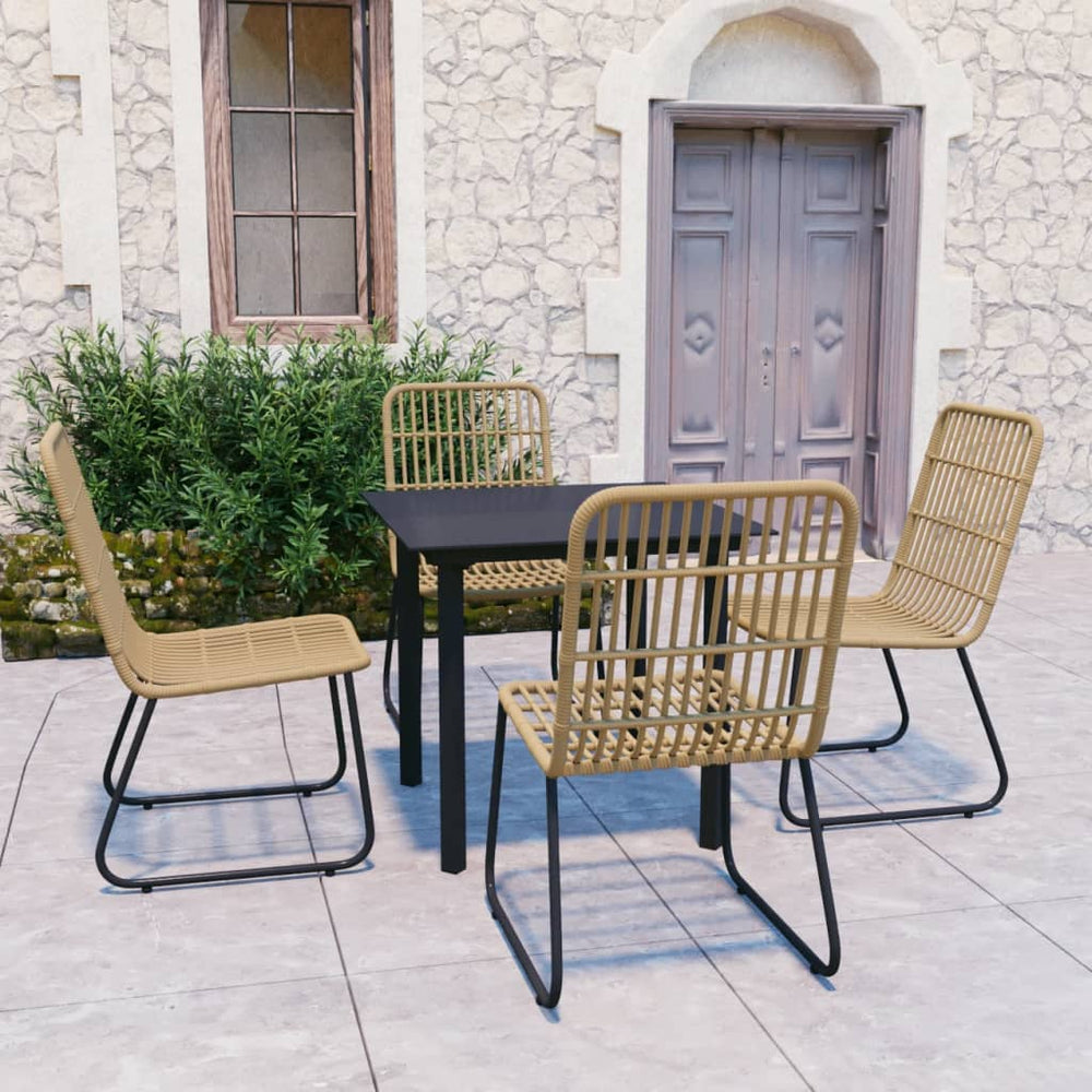 5-tlg. Garten-Essgruppe Poly Rattan und Glas