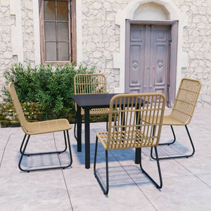 5-tlg. Garten-Essgruppe Poly Rattan und Glas