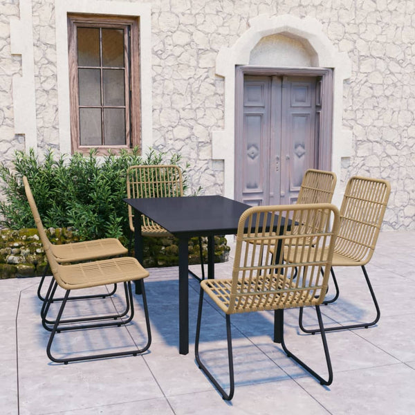 7-tlg. Garten-Essgruppe Poly Rattan und Glas