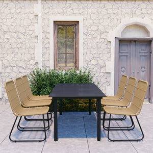 7-tlg. Garten-Essgruppe Poly Rattan und Glas