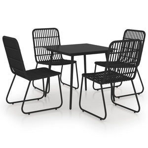 5-tlg. Garten-Essgruppe Poly Rattan und Glas