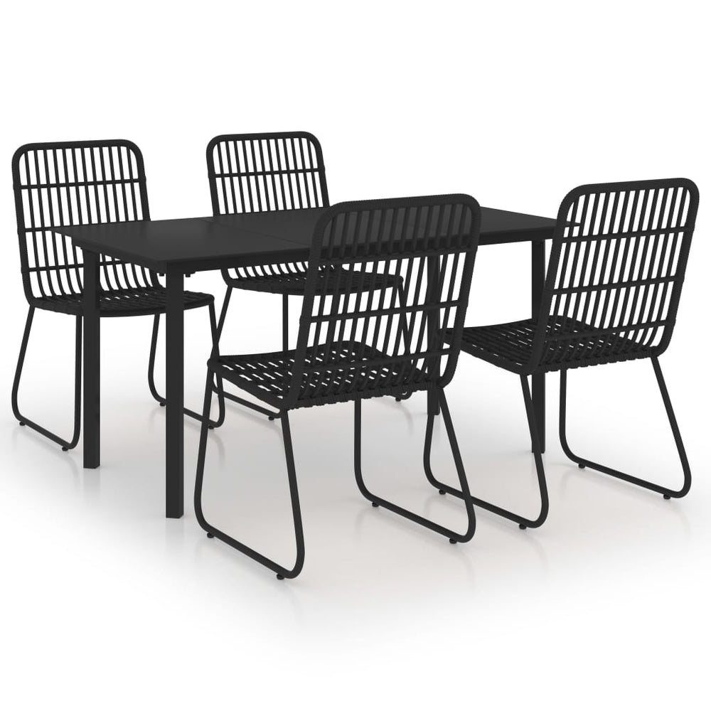 5-tlg. Garten-Essgruppe Poly Rattan und Glas