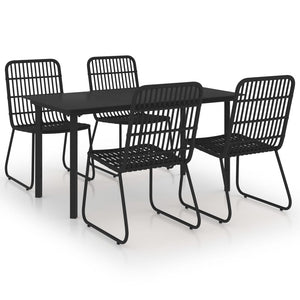 5-tlg. Garten-Essgruppe Poly Rattan und Glas