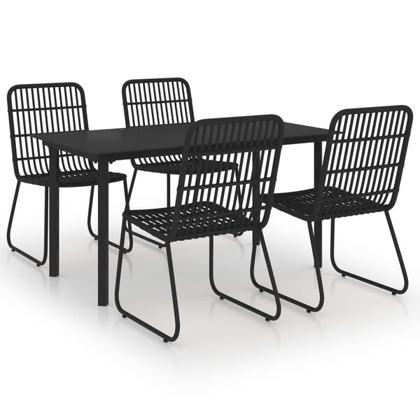5-tlg. Garten-Essgruppe Poly Rattan und Glas