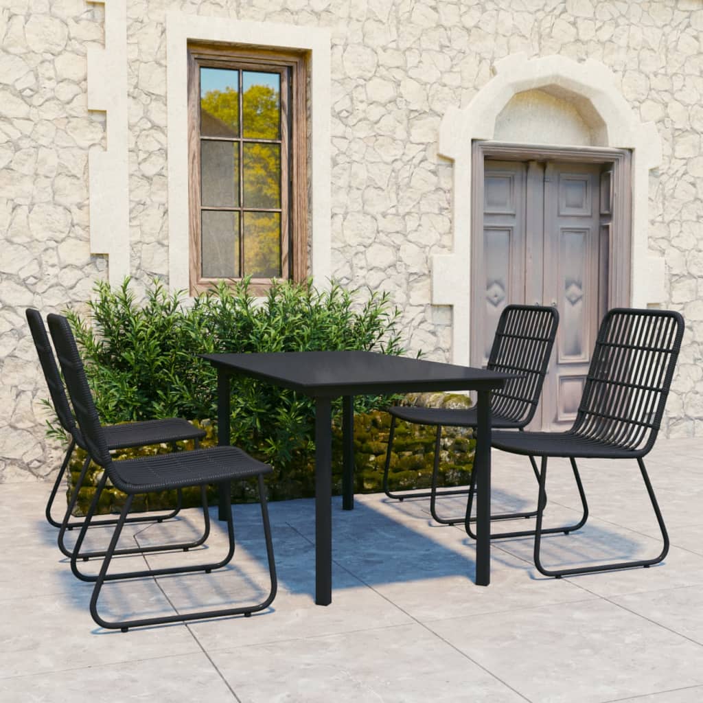 5-tlg. Garten-Essgruppe Poly Rattan und Glas
