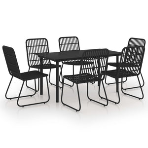 7-tlg. Garten-Essgruppe Poly Rattan und Glas