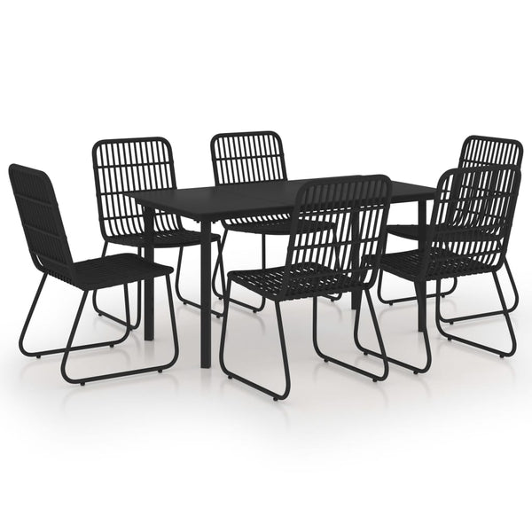 7-tlg. Garten-Essgruppe Poly Rattan und Glas
