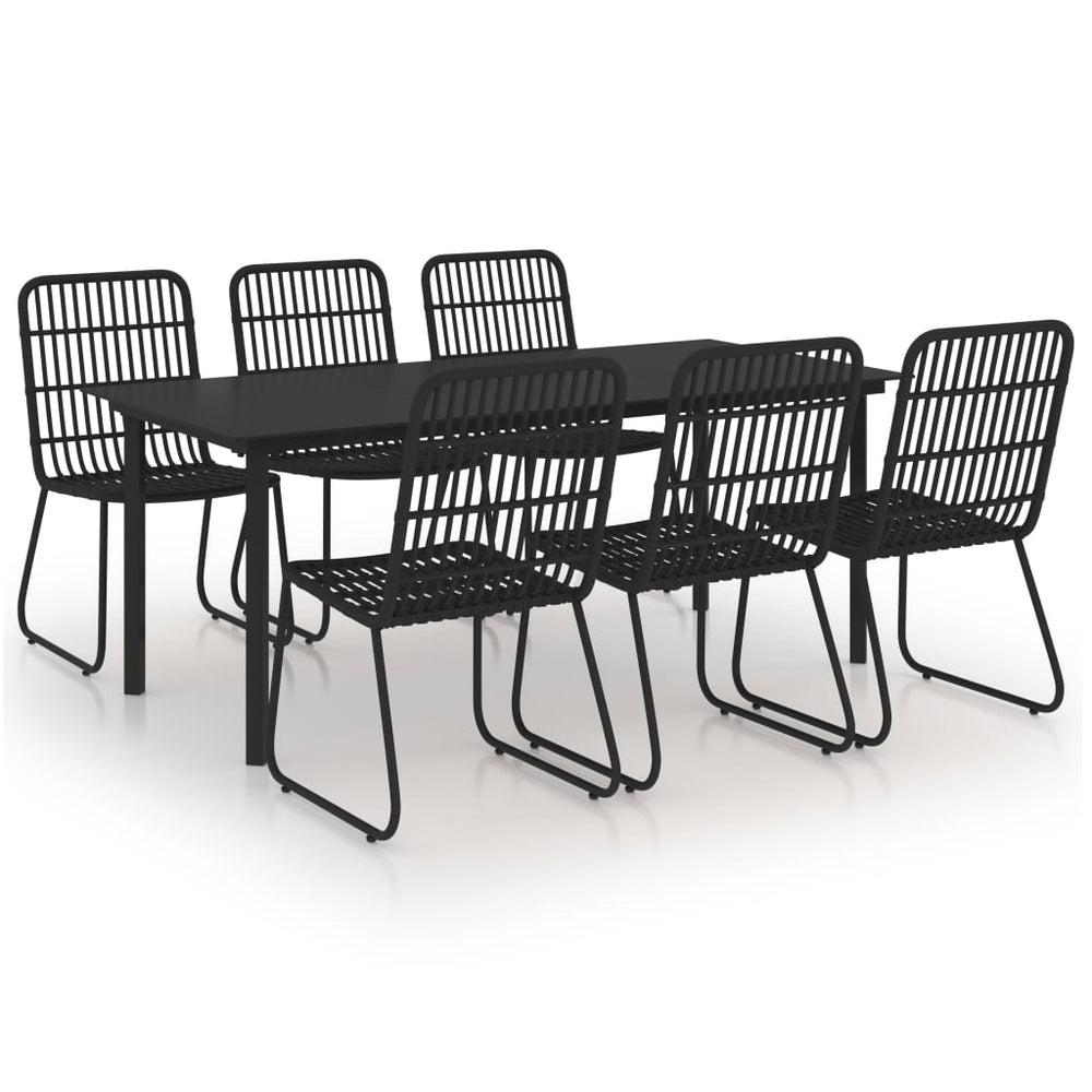 7-tlg. Garten-Essgruppe Poly Rattan und Glas
